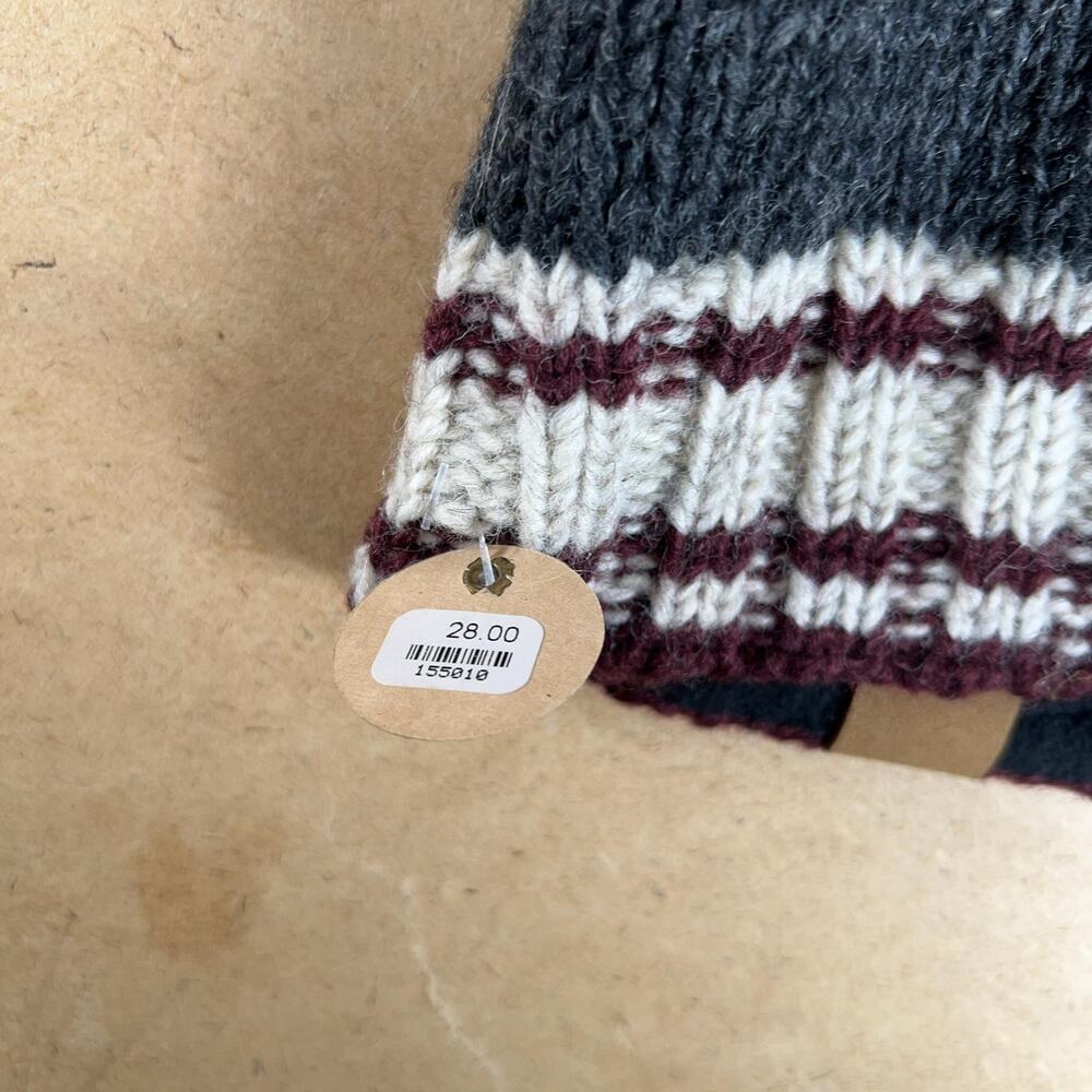 Laundromat Beanie Hat Mens One Size Gray Striped Lined Insulated Wool Canada - Picture 6 of 6